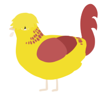 (unnamed), a yellow and red chicken with a neck-band pattern