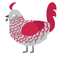 A silver and crimson chicken with a lace pattern