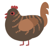 A bark and brown chicken with a half-bar pattern