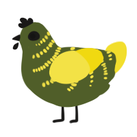 A olive and yellow chicken with a half-bar pattern