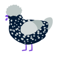 A tumblr and silver chicken with a speckle pattern