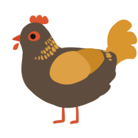 A bark and orange chicken with a neck-band pattern