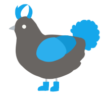 Rocket, a grey and sky chicken