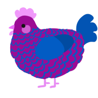 tanzanite, a plum and ultramarine chicken with a lace pattern