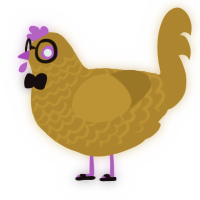 スター, a ochre chicken with a lace pattern