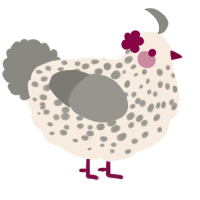 sesame ice cream, a cream and ash chicken with a speckle pattern