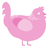 pink opossum, a pink chicken with a neck-speckle pattern