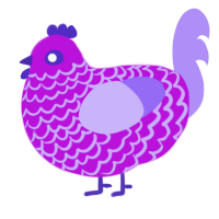 Amelia Amethyst, a amethyst and lilac chicken with a lace pattern