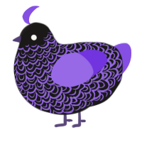A sable and blurple chicken with a double-lace pattern