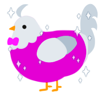 glitch, a plum and mist chicken with a head pattern