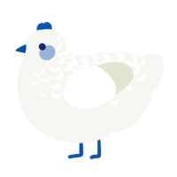Wisteria, a white chicken with a half-lace pattern