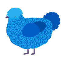 pufflicius, a sky and ultramarine chicken with a double-lace pattern