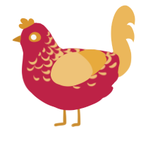 A crimson and honey chicken with a half-lace pattern
