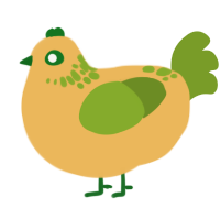 A honey and chartreuse chicken with a neck-speckle pattern
