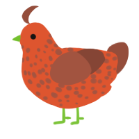 A vermilion and russet chicken with a speckle pattern