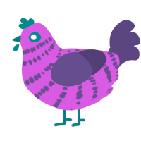 Pinkple, a orchid and overcast chicken with a bar pattern