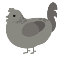 A ash and grey chicken with a neck-speckle pattern