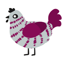 A silver and wine chicken with a bar pattern
