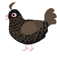 Toffee, a sable and bark chicken with a lace pattern