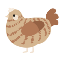 A beige and brown chicken with a bar pattern