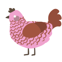 A pink and russet chicken with a lace pattern