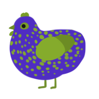 (unnamed), a indigo and chartreuse chicken with a speckle pattern