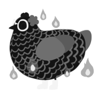 ferrofluid, a black and grey chicken with a lace pattern