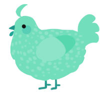 Mint xxy 1, a mint chicken with a speckle pattern