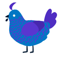 Wiseguy, a sapphire and indigo chicken with a lace pattern