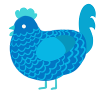 Blue2, a sapphire and cerulean chicken with a lace pattern