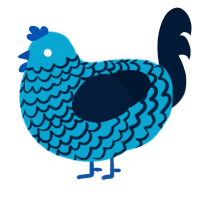 A cerulean and tumblr chicken with a lace pattern