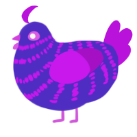 dance, a indigo and amethyst chicken with a bar pattern