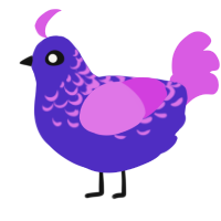 (unnamed), a indigo and orchid chicken with a half-lace pattern