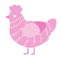 Pink Stripes, a pink chicken with a bar pattern