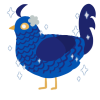 A ultramarine and navy chicken with a lace pattern