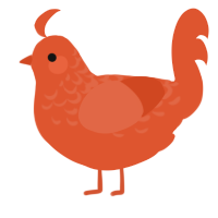 Verm, a vermilion chicken with a half-lace pattern