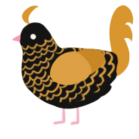 A black and orange chicken with a lace pattern