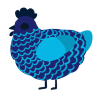 Larkspur, a navy and cerulean chicken with a lace pattern