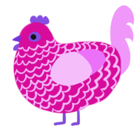 A fuchsia and lavender chicken with a lace pattern