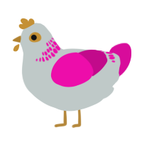 A silver and fuchsia chicken with a neck-band pattern