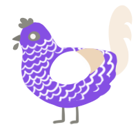 A blurple and cream chicken with a lace pattern