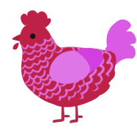 A crimson and orchid chicken with a lace pattern