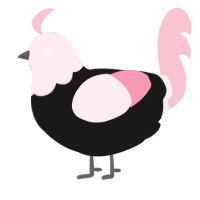 Merope, a sable and rose chicken with a head pattern