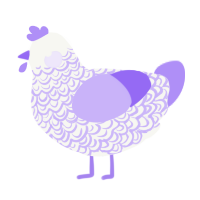 A white and lilac chicken with a double-lace pattern