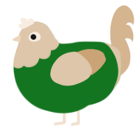 A leaf and beige chicken with a head pattern