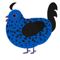 (unnamed), a ultramarine and sable chicken with a speckle pattern