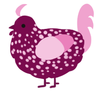 A wine and pink chicken with a speckle pattern