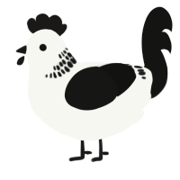 A white and black chicken with a neck-band pattern