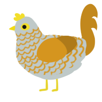 Full Yellow Lace, a silver and ochre chicken with a lace pattern