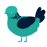 Seafoam, a turquoise and tumblr chicken with a neck-speckle pattern